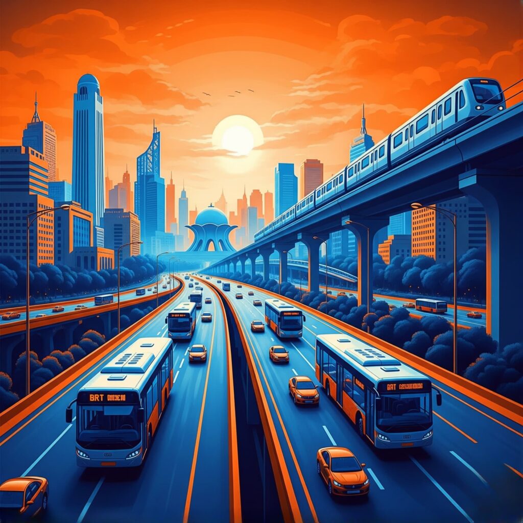 Modern Karachi transportation infrastructure development 2025 with BRT system and metro connectivity near Mazar-e-Quaid Pakistan"