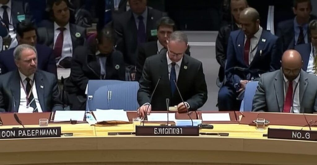 A Palestinian diplomat at the UN Security Council, overcome with emotion while speaking about the suffering of Gaza’s children.