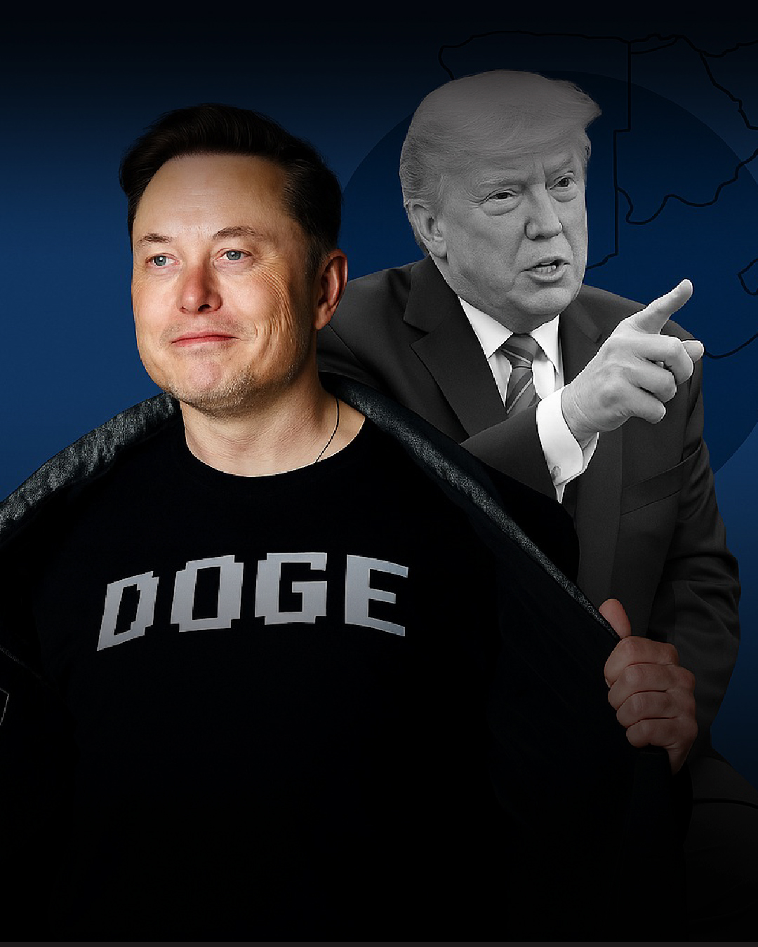 Illustration of a government building in disarray, representing unfinished reforms after Elon Musk’s departure from DOGE.
