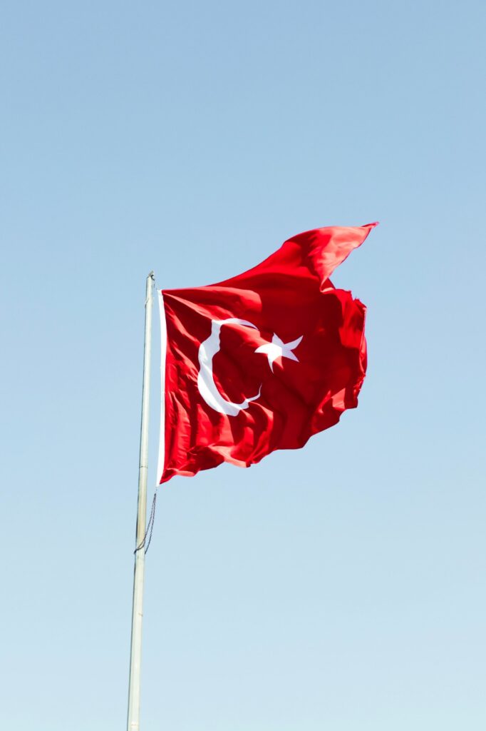 Turkish official addressing a press conference on Middle East peace, with regional flags and a map illustrating Türkiye’s diplomatic efforts and peace proposals