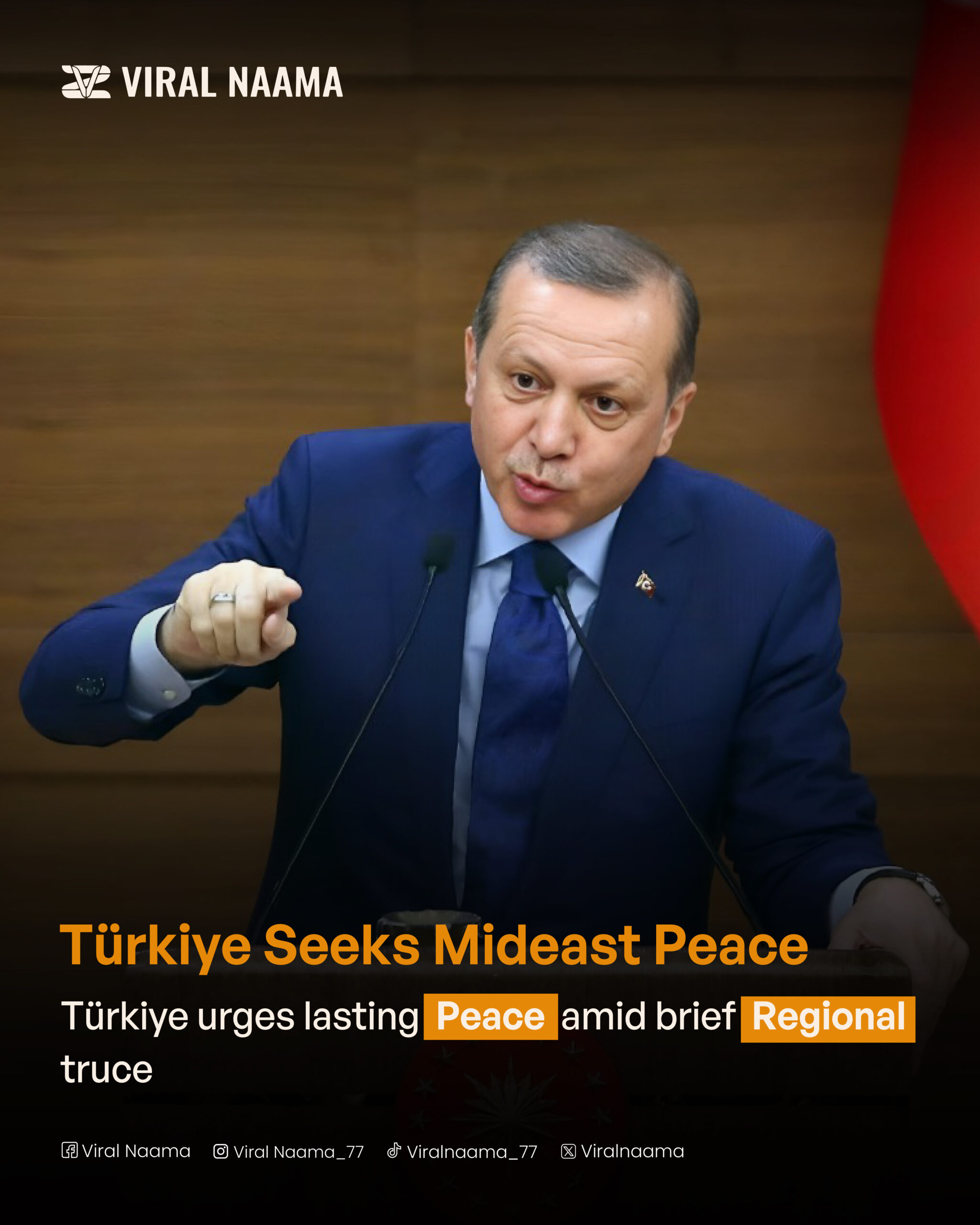 Turkish official addressing a press conference on Middle East peace, with regional flags and a map illustrating Türkiye’s diplomatic efforts and peace proposals