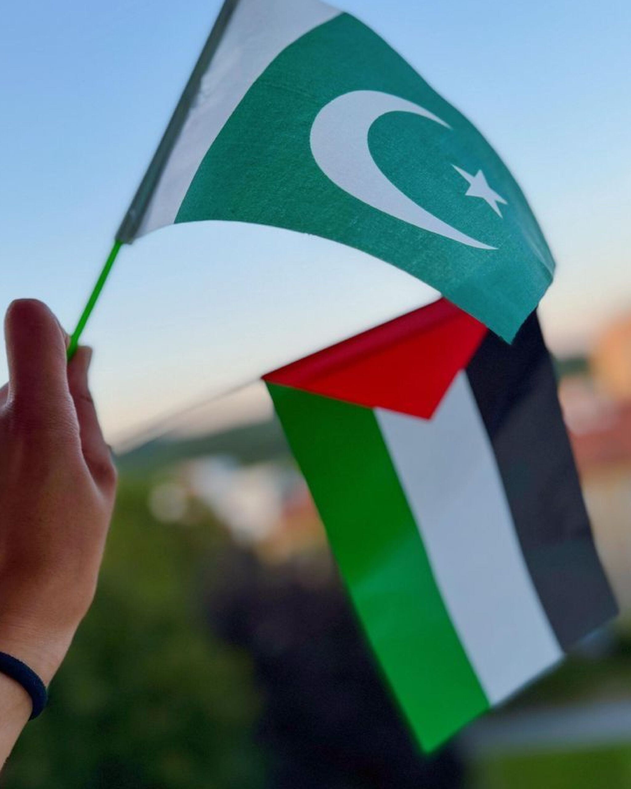 Pakistani and UAE leaders signing partnership agreements with national flags and official documents visible.